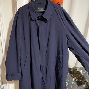 Lauren Ralph Lauren Navy Trench Coat Nylon Outer shell Mens 48R Classic Fit